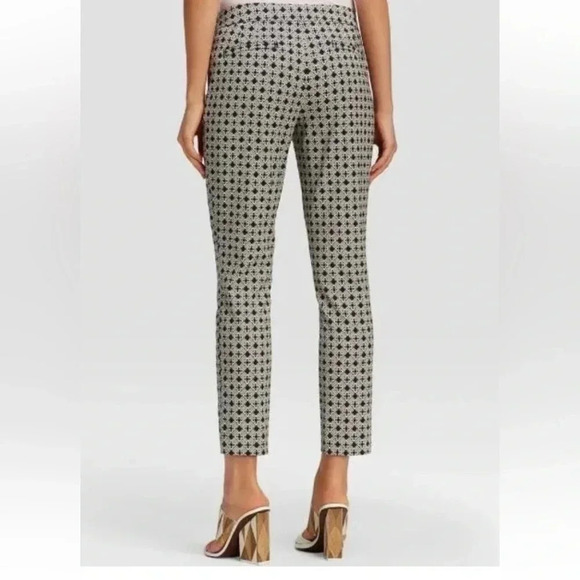 Tory Burch "CALLIE" CROPPED JACQUARD ANKLE PANTS IN  IVORY/BLACK size 8 - Picture 7 of 15